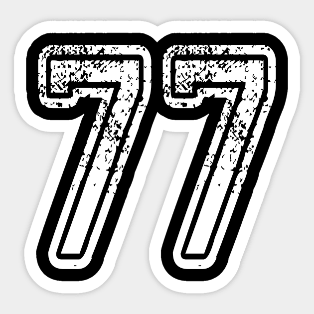 Number 77 Grungy in white Sticker by Sterling